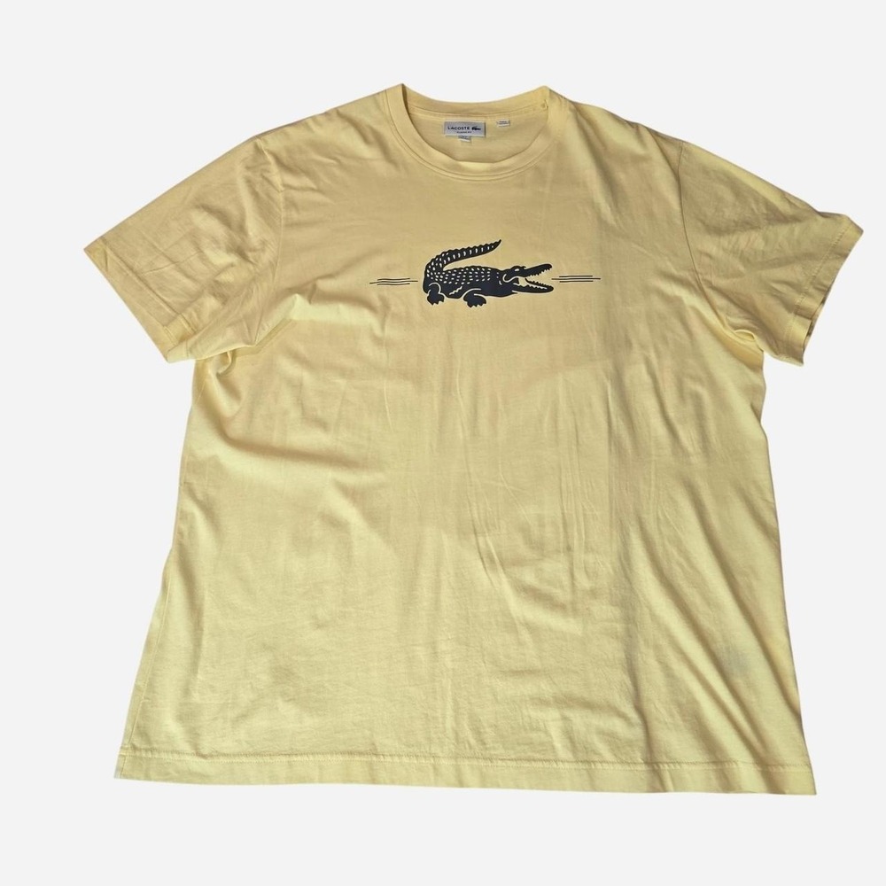 Lacoste yellow t-shirt with black crocodile graphic Men's Size XXL